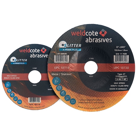Weldcote Cut-Off Wheel 5 X .045 X 7/8 T1, A-46-T-Bf Slitter A